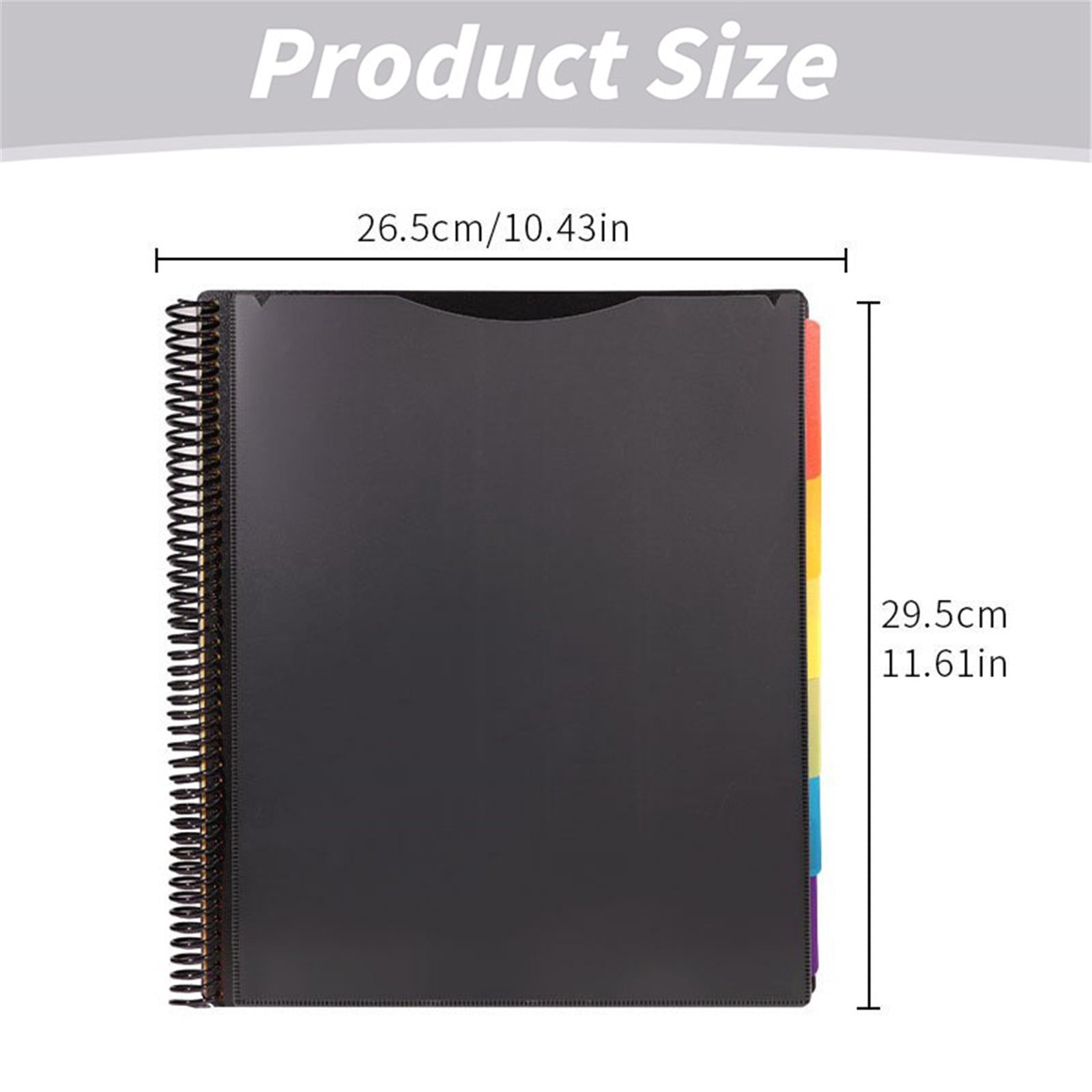 1 Pc Spiral Project Organizer, 6 Pocket Folder Organizer, Hardcover Project Organizer with Tabs, Water-Resistant Multi Pocket Folder for Office, Sheet Music & Project Docs, 11.61x10.43 inch
