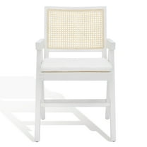 SAFAVIEH Couture Colette Contemporay Linen Solid Dining Armchair, White/Natural