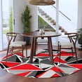 thumbnail image 4 of Color Block Triangle Round Area&nbsp;Rug 8ft Black Red Stitching Non-Slip&nbsp;Washable Circle Rugs Soft Felt Indoor Floor Mat for Bedroom Kitchen Living Room Bathroom, 4 of 9