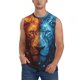 thumbnail image 1 of Balery Red And Blue Fire Lion Camisetas sin mangas para hombre, absorbe la humedad y protege contra el mal olor.-3X-Large, 1 of 7