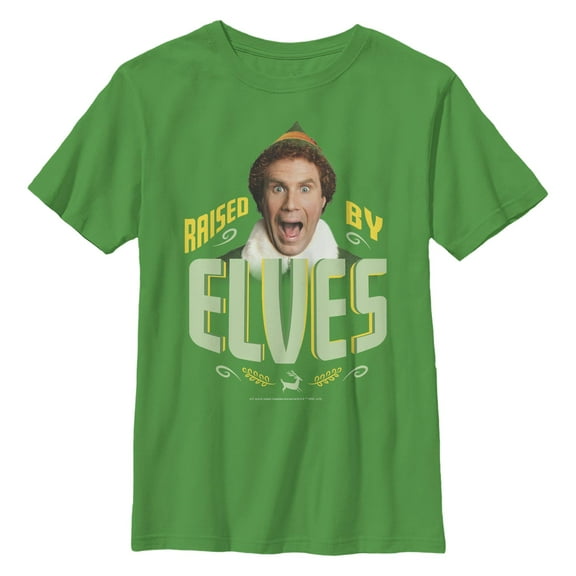 Boy's Elf Buddy Raised by Elves Quote Graphic T-Shirt