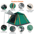thumbnail image 6 of Tcbosik Waterproof Pop Up Tent for 4-5 Person, Instant Setup Tent with 2 Mosquito Nets Windows, Camping Tent with Storage Bag for Outdoor, Green, 6 of 10