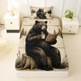 thumbnail image 3 of Castle Fairy Vintage Wood Plank Reading Bear Twin Sheets 3pcs for Teens,Rural Pine Tree Wilderness Bedding,Beige Brown,1 Fitted Sheet, 1 Flat Sheet and 1 Pillowcase, 3 of 6