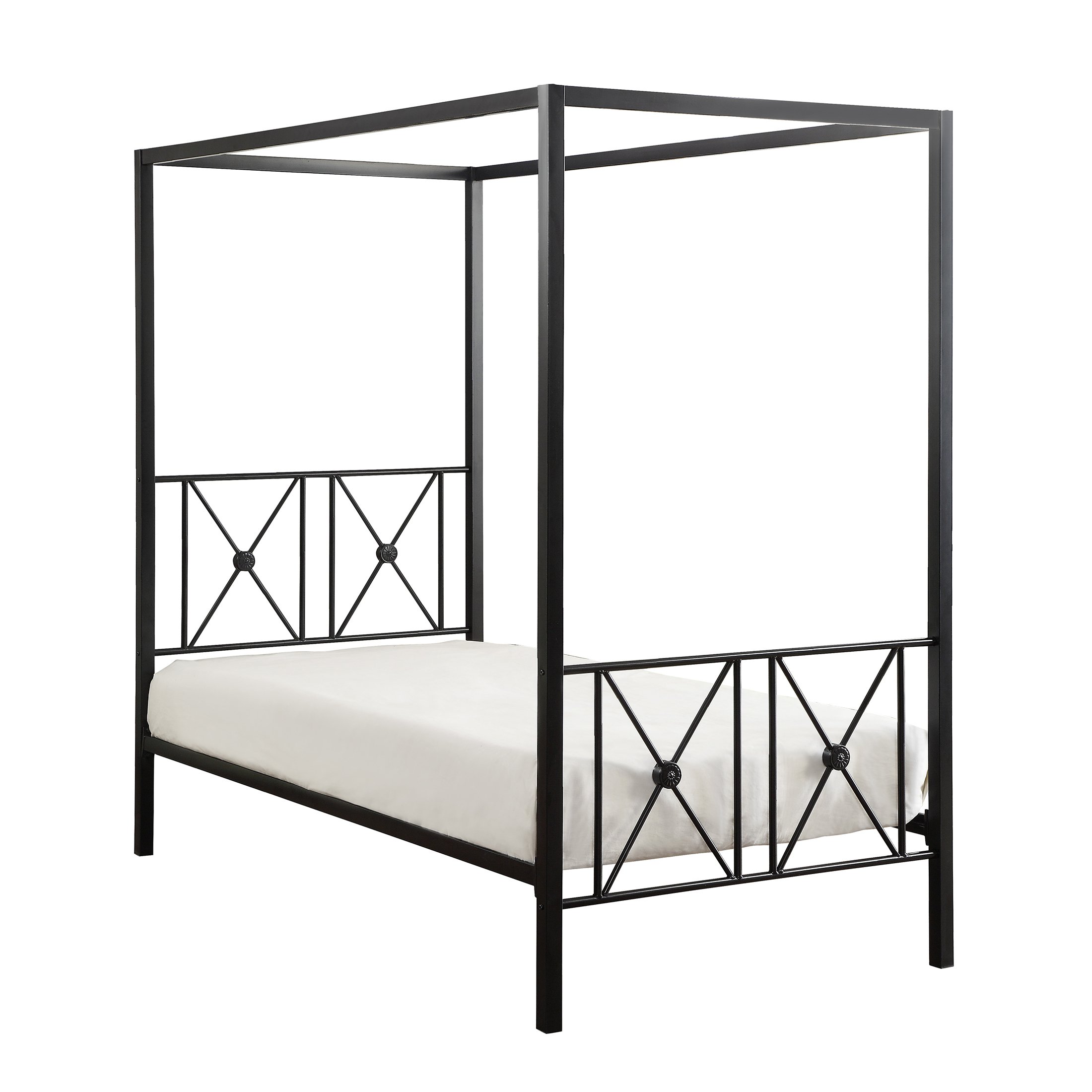 OakvillePark Bijou Double-X Metal Platform Bed, Twin, Black