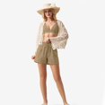 thumbnail image 5 of Women'S Linen Shorts Casual Summer Shorts High Waisted Comfy Pull on Shorts with Pockets Khaki XL, 5 of 7