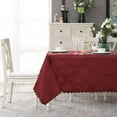 thumbnail image 5 of Table Cloth Leaf Pattern Jacquard Stain Proof Waterproof Wrinkle Resistant Tablecloths for Rectangle Tables Damask Tablecloths for Parties Holiday Picnic, Rectangle 52"x 70" Wine Red, 5 of 6
