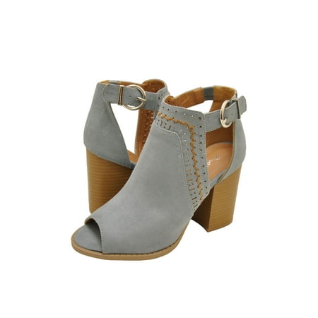 Qupid Brammer 29 Women's Peep Toe Perforated Booties
