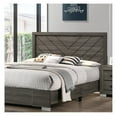 thumbnail image 4 of King Size Bed Frame Grey - Contemporary Platform Bed with Lines Headboard - Wooden King Bed - 1pc Bedroom Furniture Box Spring Not Required, 4 of 7