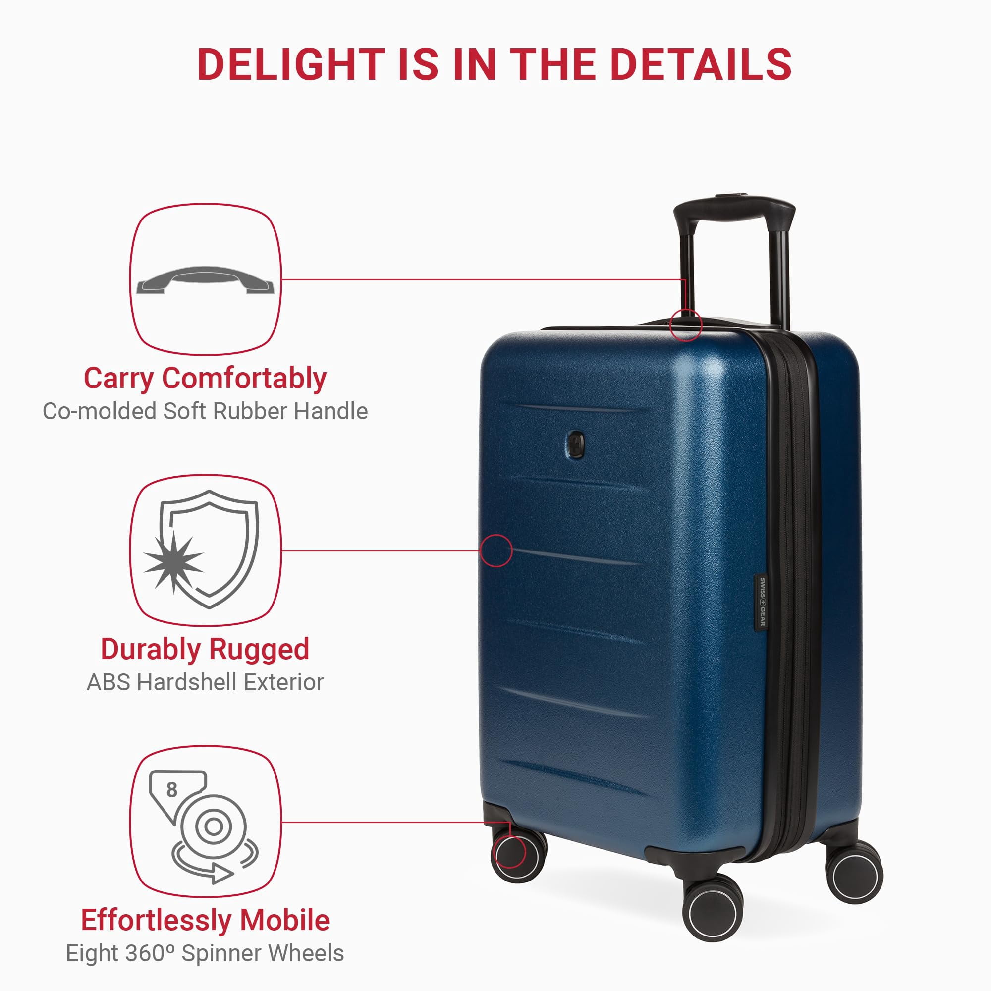 SWISSGEAR 8020 ECLIPSE HARDSIDE EXPANDABLE LUGGAGE CARRY-ON 18-INCH - NAVY