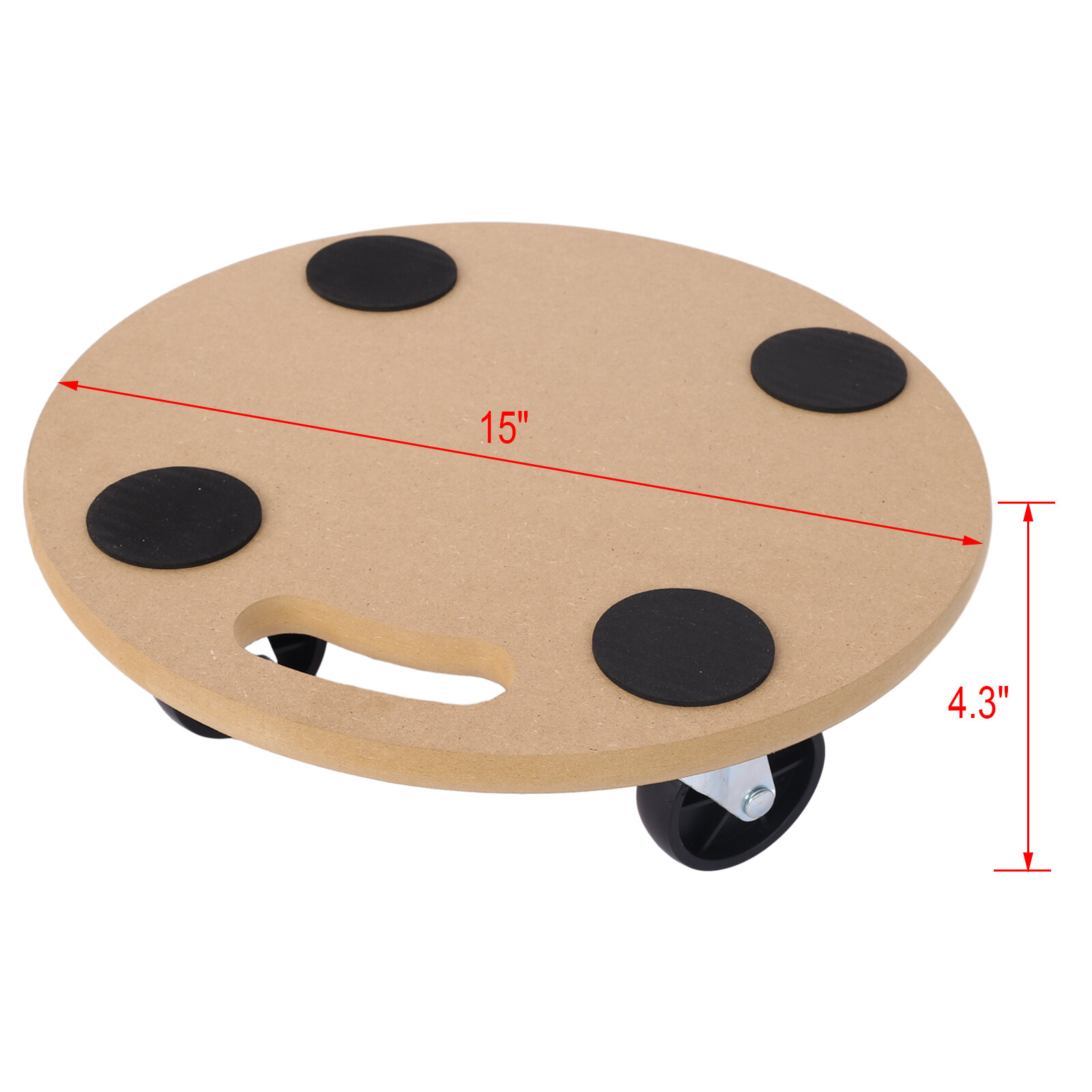 , Furniture Moving Dolly, Heavy Duty Wood Rolling Mover with Wheels for Piano Couch Fridge Heavy Items, Securely Holds 500 Lbs (2pcs 15" Round Platform), Natural ,Mdf ,