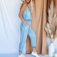 thumbnail image 4 of SELONE Womens Jumpsuits Dressy Casual Denim Jean Pants Sleeveless Ladies Travel Comfortable 2023 Vacation Fancy Jumpsuits for Women Womens Jumpers and Rompers Casual With Pockets Buttons Blue S, 4 of 7