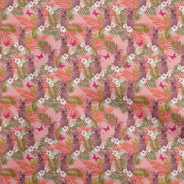 oneOone Tissu Polyester Spandex Rose Clair Matériel de Robe Tropical Tissu Imprimé Tissu au Mètre 56 Pouces de Large