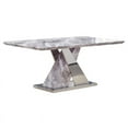 thumbnail image 3 of Faux White Marble Dining Set with Chairs and Silver Stainless Steel, 3 of 8