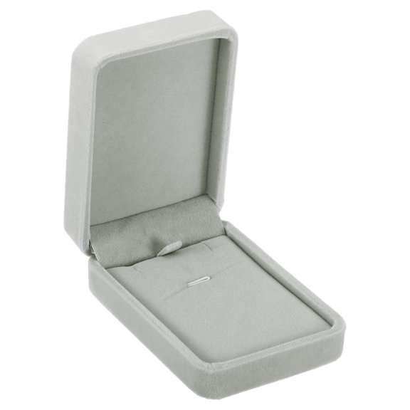 Uxcell Velvet Necklace Box Single Slot Vintage Jewelry Holder for Wedding Anniversary Style 2 Gray