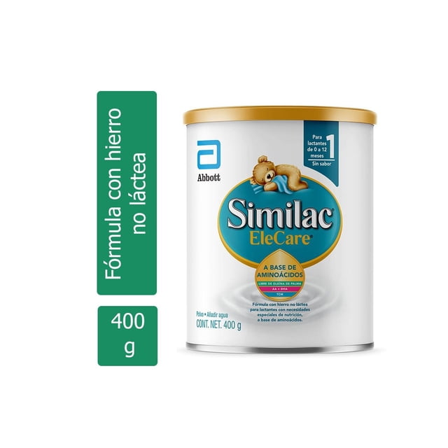 Similac EleCare 400 g FRM-EleCare Similac Elecare para Lactantes de 0 a 12 Meses en polvo 400g, Fórmula Infantil con Hierro