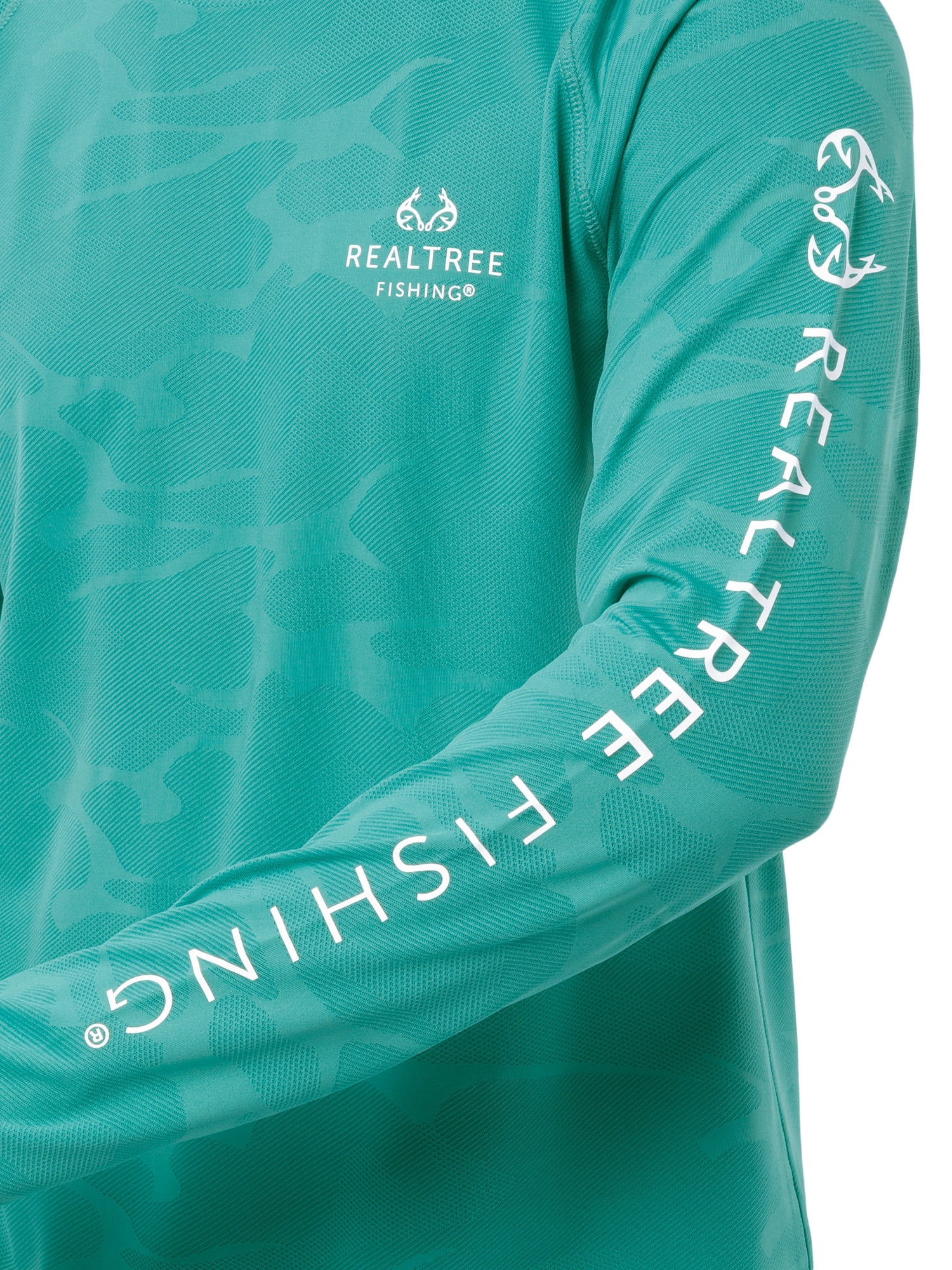 Realtree Fishing Men’s Long Sleeve Performance Raglan Tag-free Hooded Shirt, size S-3XL