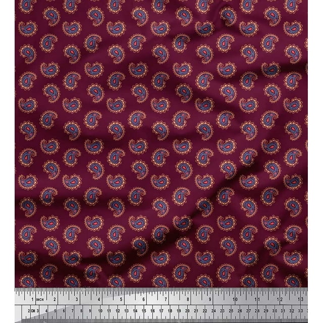 Soimoi polyester Crepe Fabric Artistic Paisley Print Fabric by Yard 52 Inch Wide