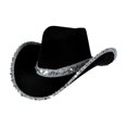 thumbnail image 2 of Charmgo Trucker Hat Clearance, Women's Masquerade Party Silver Trimmed Cowboy Hat Silver Trimmed Western Cowboy Hat Bucket Hat Baseball Cap, Sun Hats for Women Black, 2 of 4