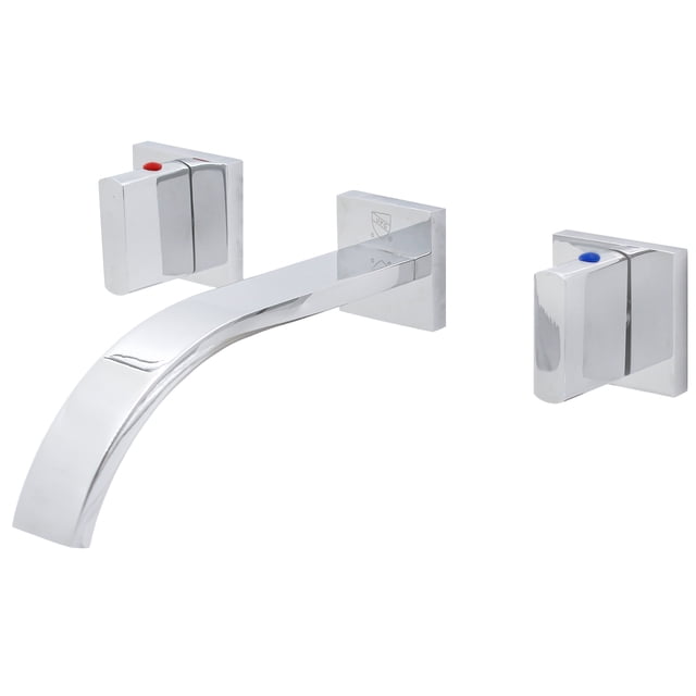 Novatto NBF-W02CH Dekker Two Handle Wall Mount Bathroom Faucet in Chrome