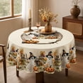 thumbnail image 6 of 59.8 Inch Round Fall Thanksgiving Halloween Polyester Tablecloth Maple Leaf Ghost Pumpkin Print Waterproof Wrinkle Resistant Circular Table Cover for Dining Table Farmhouse Holiday Party Decor, 6 of 7