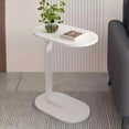 thumbnail image 3 of Multifunctional C-Shaped Side Table, Height Adjustable Rolling Table, Sturdy Metal Frame, Space Saving Compact Coffee Table for Living Room Bedroom(White), 3 of 5