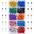 thumbnail image 1 of SURJDE 500 Pieces Multi-Color Push Pins Map Pins Tacks Plastic Round Head with Steel Point for Bulletin Board Fabric Marking,10 Assorted Colors (1/5 Inch), 1 of 7