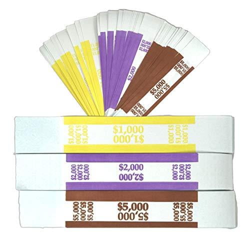 1000 SELF SEALING BLANK WHITE CURRENCY STRAPS  BANDS MONEY BILL BAND STRAP PMC 