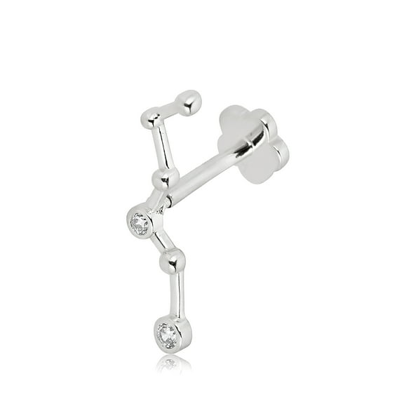 AVORA 14K White Gold Bezel-set Simulated Diamond CZ Beaded Constellation   Cartilage Piercing Flat Back Earring Body Jewelry (18 Gauge)