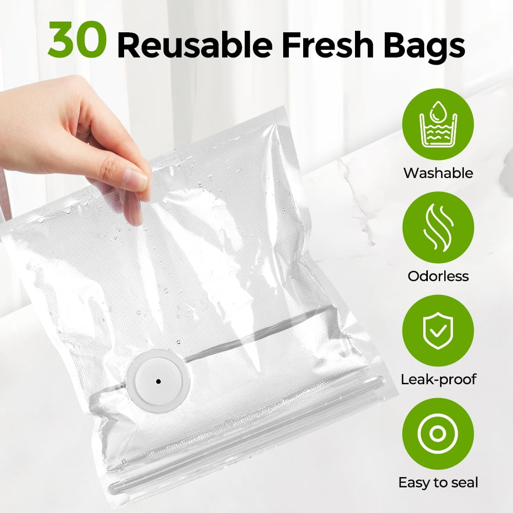 Compact Vacuum Sealer for Food Sealer, Handheld Portable Vacuum Sealer Machine with 30 Reusable Bags for Food Storage, Rechargeable Food Vacuum Sealing for Kitchen Travel Fridge Meal Prep