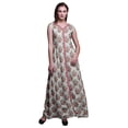 thumbnail image 1 of Bimba Robe Longue Florale pour Femme, Fête, Col en V, Fente avant, Sans Manches, Maxi, Très Petit, 1 of 5