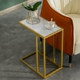 thumbnail image 4 of Tcbosik C-Shaped End Table, Side Table with Faux Marble Top and Metal Frame, Small Accent Table for Living Room, Bedroom, White & Gold, 4 of 8