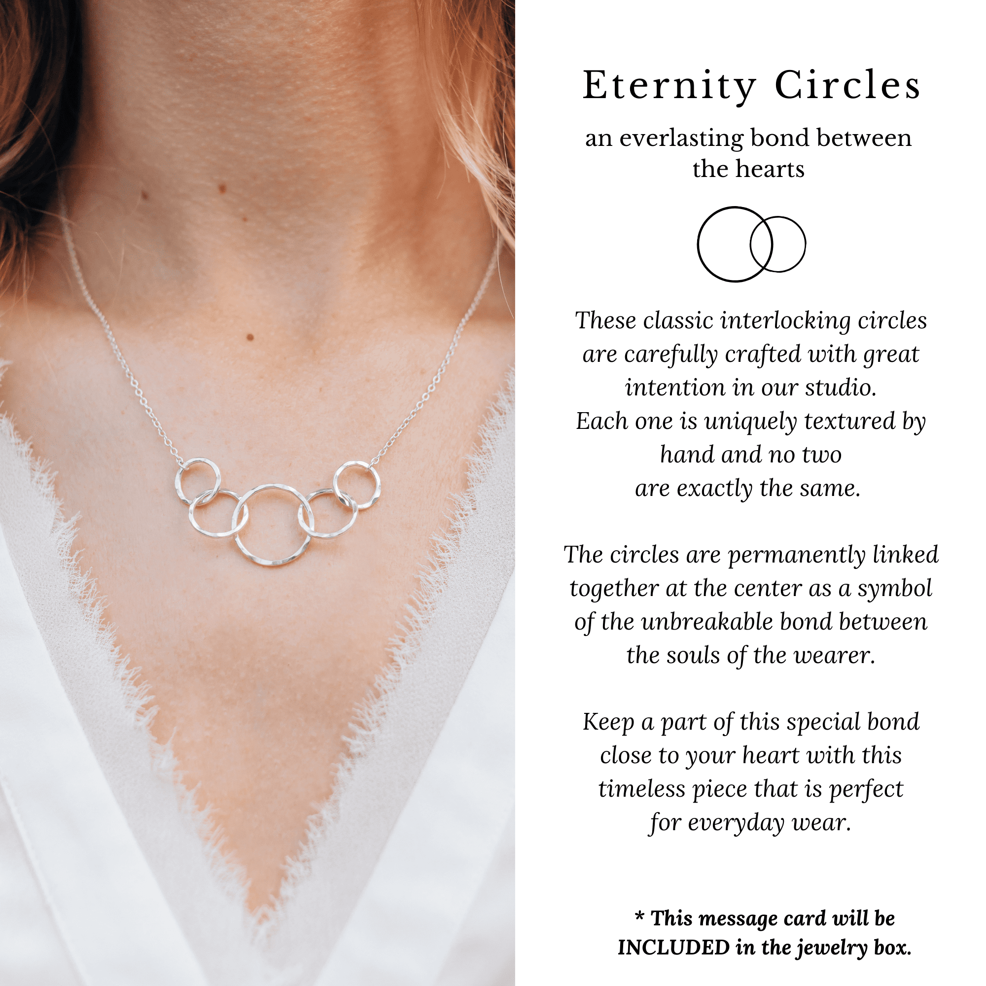 HOPE LOVE SHINE 50th Birthday Gift for Her – 5 Ring Gold Necklace, 5 Decades Jewelry