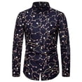 thumbnail image 2 of Blusa y camisa de manga larga con cuello vuelto para hombre, informal, con estampado de rosas, botones, manga larga, cuello vuelto, blusa de poliéster para hombre, 2 of 4