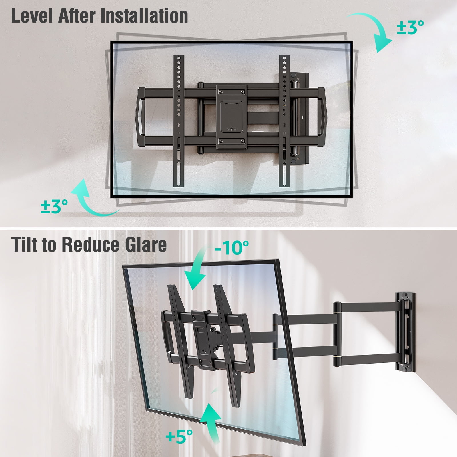 MOUNT PRO Full Motion TV Wall Mount 37.9" Long Arm TV Wall Mount for Most 42-75 Inch TVs, Max VESA 600x400mm and 99lbs Corner TV Wall Mount  with Long Extension & Tilt & Swivel Articulating Arm