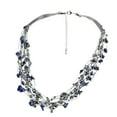 thumbnail image 2 of Elegant Blue Lapis & Crystals on Silk Multi-Layered Statement Necklace, 2 of 4