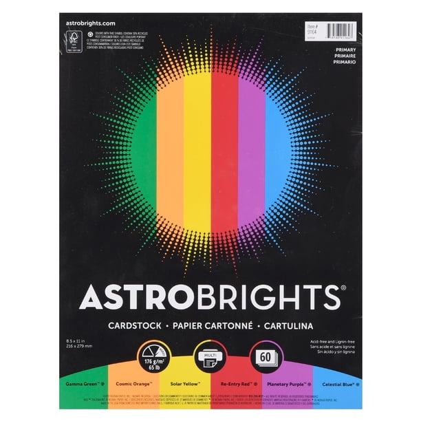 Astrobrights Colored Card Stock 65 Lb Primary 6 Color Assortment 