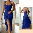 thumbnail image 2 of hotojiny Satin Dresses for Women Silk Sleeveless Spaghetti Strap Party Midi Dresses Cocktail Ruffle Hem Slim Bodycon Clubwear, 2 of 7