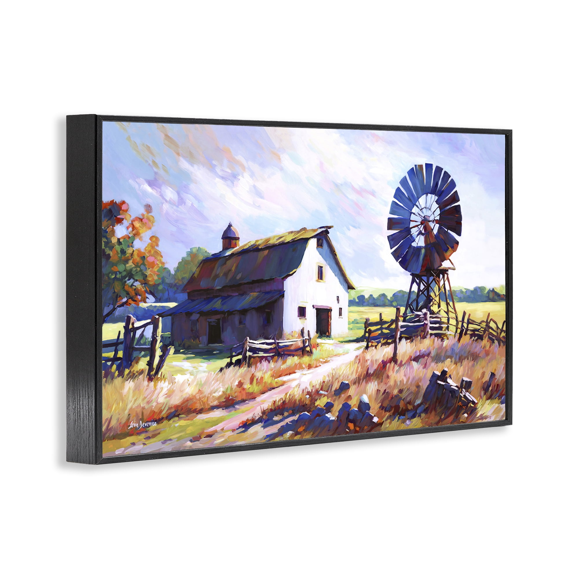 Stupell Industries Countryside Serenity Landscape Landscape Painting Black Framed Art Print Wall Art, 18 x 12