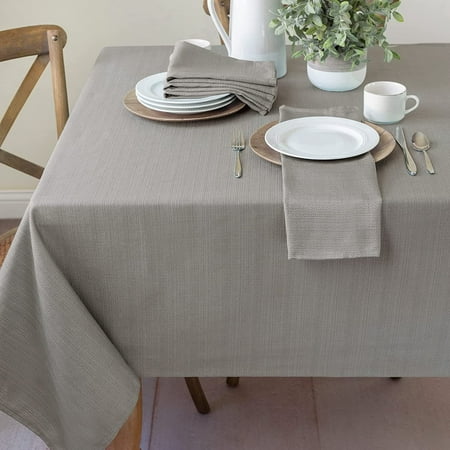 

XIACOCO-Cameron Textured Fabric Table Cloth For Everyday Home Dining Parties Weddings & Holiday Tablecloths (60 X 104 Rectangular Grey)