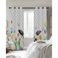 thumbnail image 3 of Easter Blackout Curtains 63 Inches Long, Spring Botanical Rabbit Butterfly Floral Grey Plaid Thermal Insulated Black Out Curtains, Darkening Window Curtain for Bedroom Living Room 42"x63" 2 Panels, 3 of 9