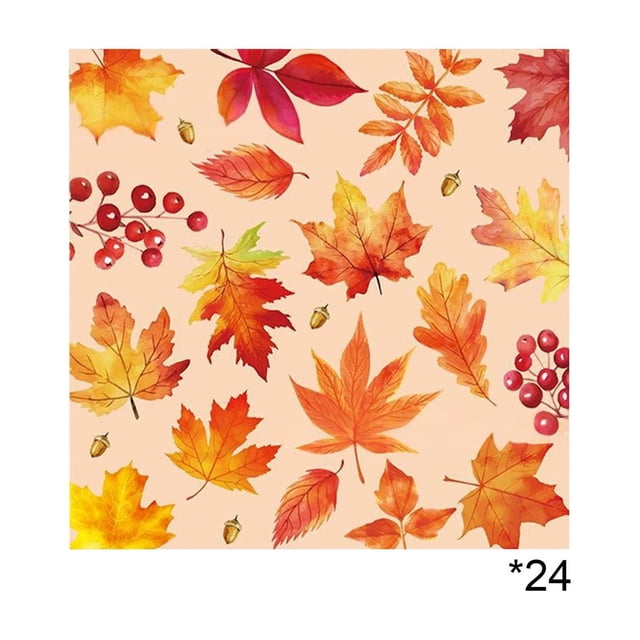 JASKFLY Paper Party Tableware 24-Pack Thanksgiving Themed Disposable Tableware Set with