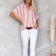 thumbnail image 2 of Blusa de mujer Camisa con cuello en V Manga corta Camiseta con estampado bonito Botón trasero para oficina de viajes, 2 of 5