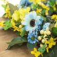 thumbnail image 2 of Artificial Wreaths for Front Door, 20 Inch Spring Summer Wreath with Green Forsythia Hydrangea and Blue Cosmos for Home Wedding Party Wall Decor, 2 of 4
