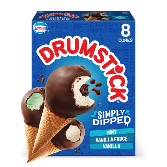 Drumstick Simply Dipped Vanilla or Mint Sundae Cones Variety Pack, Kosher, 8 Count