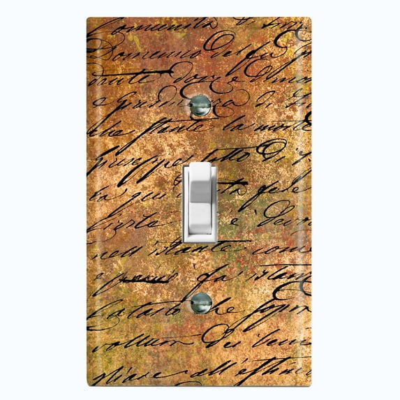 Metal Light Switch Plate Outlet Cover (Image of Rusty Metal Letter Damask LET001)