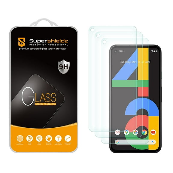 [3-Pack] Supershieldz for Google Pixel 4a Tempered Glass Screen Protector, Anti-Scratch, Anti-Fingerprint, Bubble Free