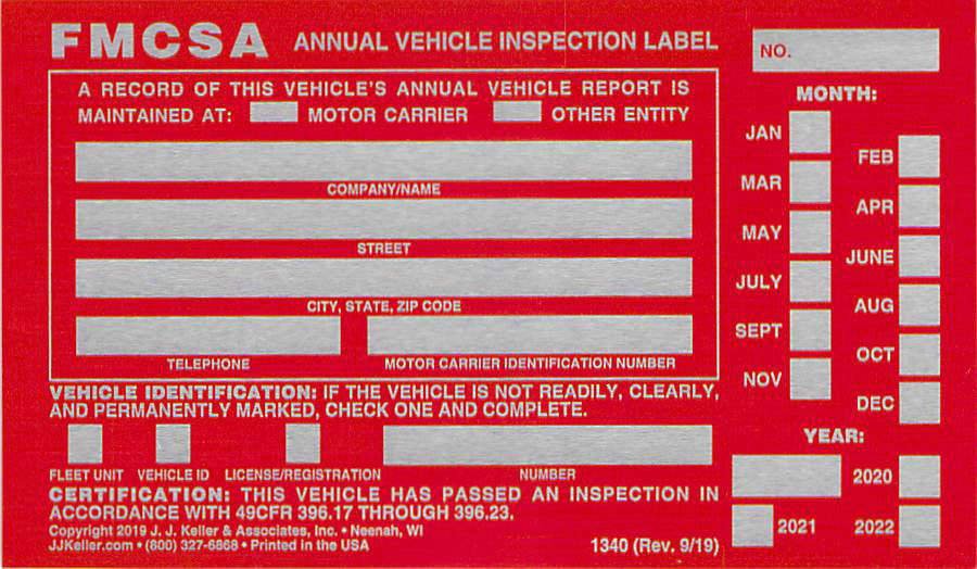 JJ KELLER 3128 400-FS-C3 Annual Vehicle Inspection Report Carbonless 
