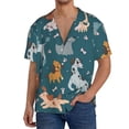 thumbnail image 1 of Xecao Dogs Pattern Men's Short-Sleeve Cuban Collar Button-Down Shirt with Chest Pocket Lightweight Tropical Vacation Shirt-Medium, 1 of 5
