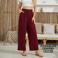 thumbnail image 3 of Uvplove Women's Pocket Wide Leg Trousers Lightweight Pants High Waist Button Loose Trouser Work Casual Business Pants,US Size XX-Large in Wine Red, 3 of 14