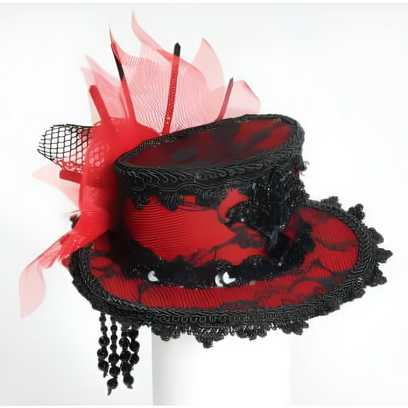 MINI LACE HAT HAIR CLIPS-RED